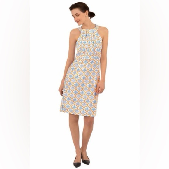 Gretchen Scott Jersey Bougie Dress East India Periwinkle Orange 33980 - Picture 4 of 16